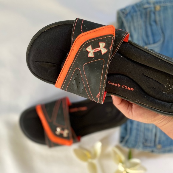 under armour mens sandals size 9 black/orange - Picture 4 of 7